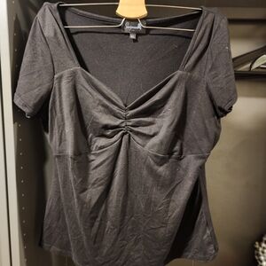 Sourpuss Charcoal Ruched Short Sleeve Top